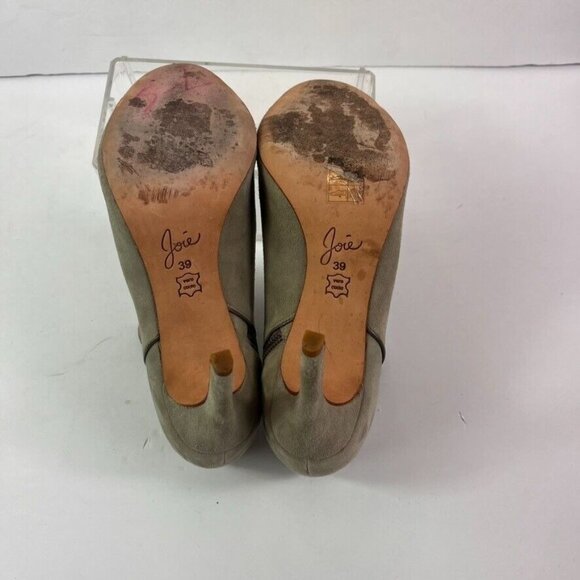 JOIE Booties Womens 39 US 8 Gray Suede Open Peep Toe Ankle Stiletto Side Zip - Picture 10 of 14